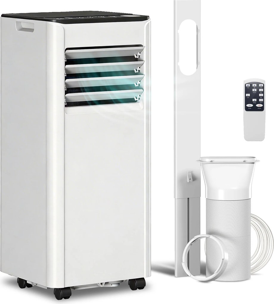 HOMCOM Aparat de aer condiționat portabil 9000 BTU 4 în 1 răcire dezumidificator ventilator temporizator pentru 28 m² alb | Aosom Romania