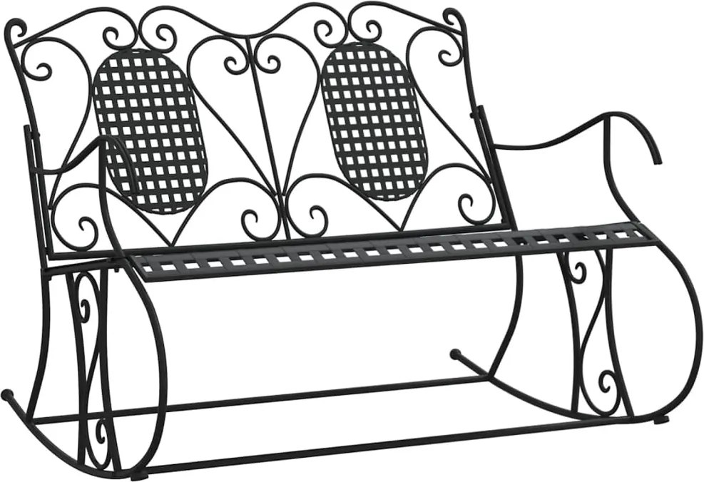 vidaXL Bancă balansoar cu 2 locuri, negru, 113 cm, oțel