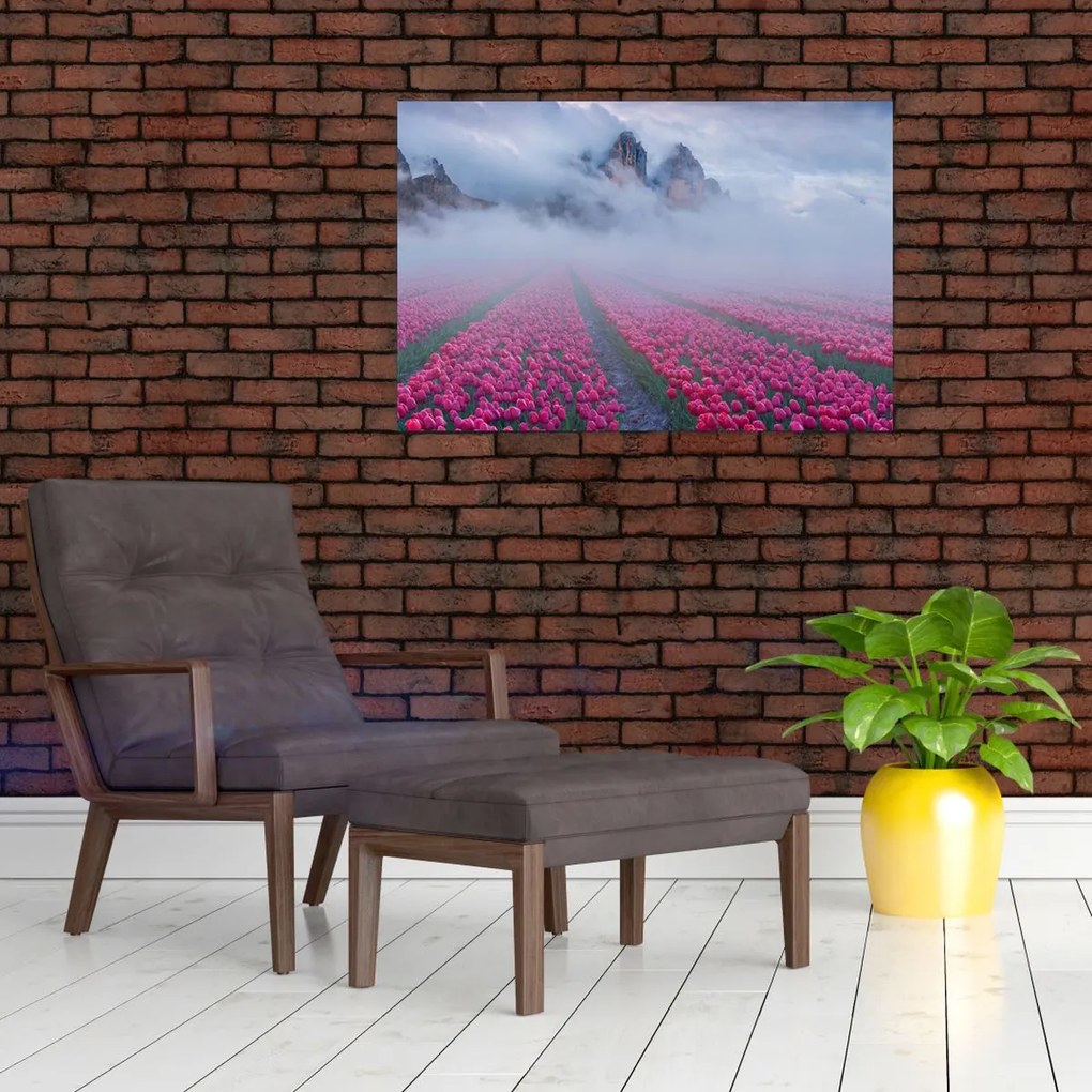 Tablou - Peisaj cu câmpuri de lalele (90x60 cm)
