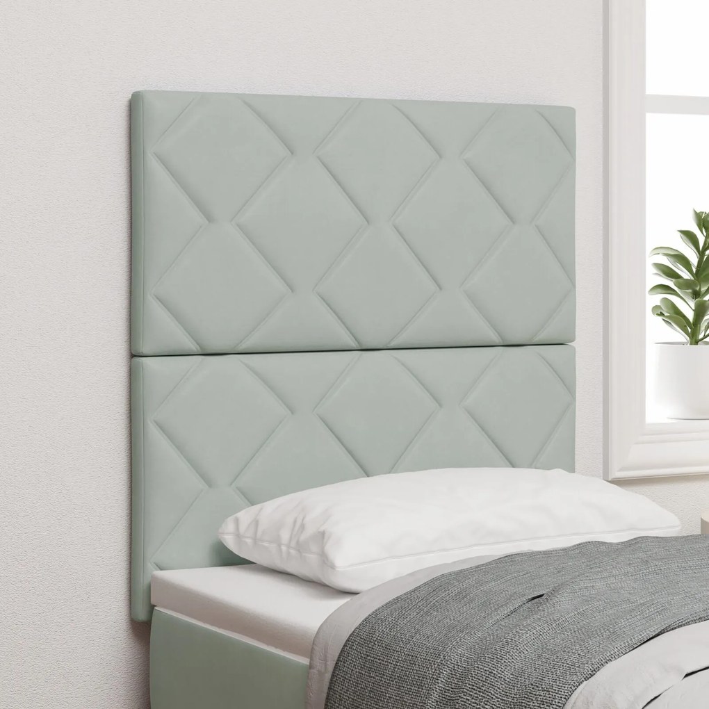 vidaXL Tăblie cap Pe perete Geometric Manual Gri deschis 80 cm Catifea