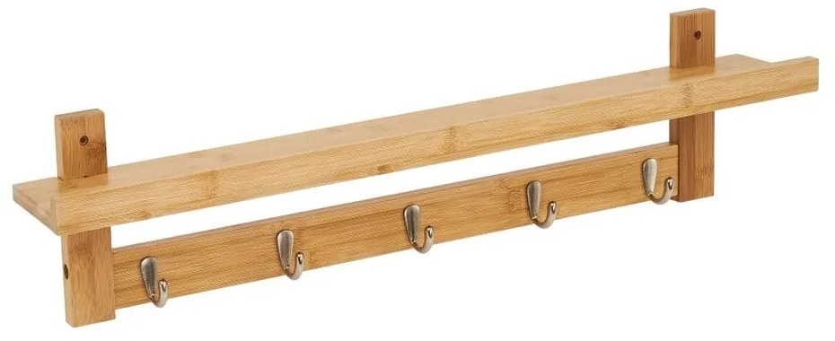 Cuier de perete din bambus cu raft - Casa Selección