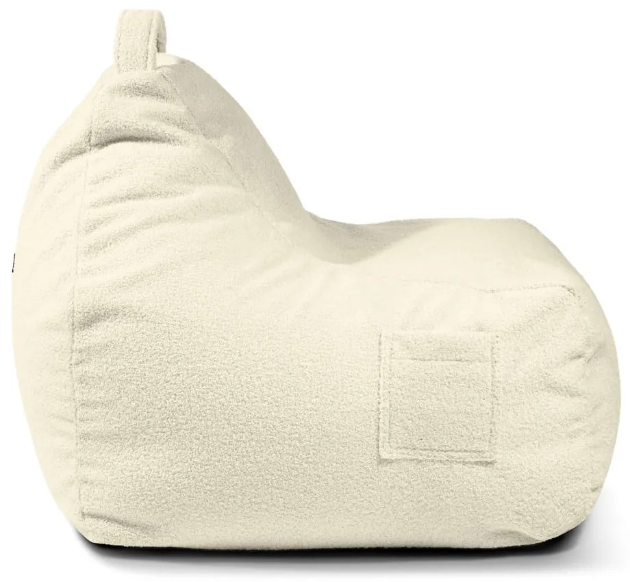 Fotoliu puf pentru copii crem cu tapițerie din țesătură bouclé Game Amuse – SLOWDOWN