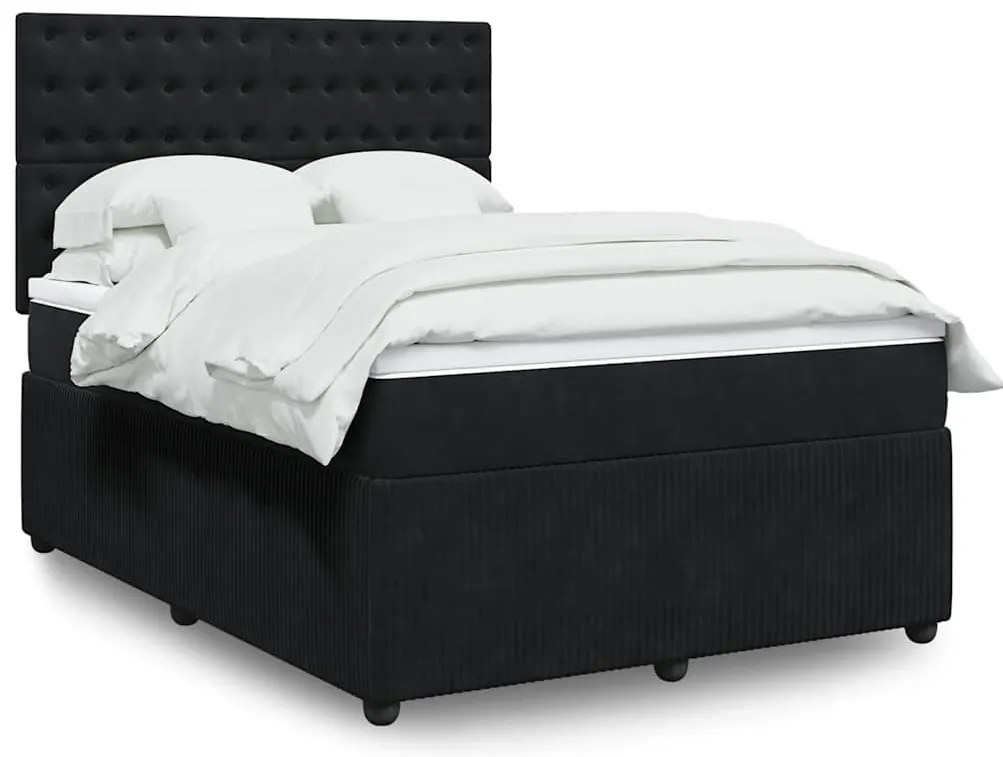 vidaXL Pat box spring cu saltea, negru, 160x200 cm, catifea