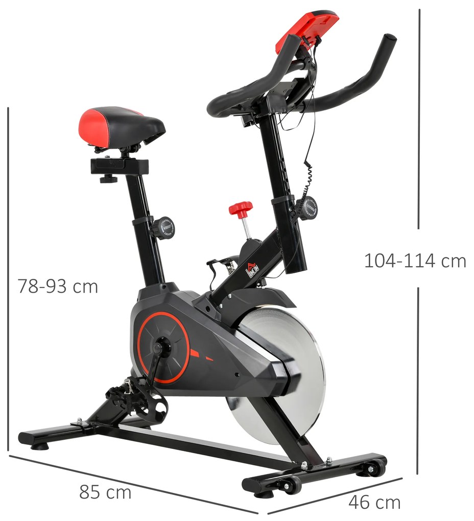 HOMCOM Bicicleta pentru Antrenament Aerobica cu Display LCD, Negru si Rosu | Aosom Romania
