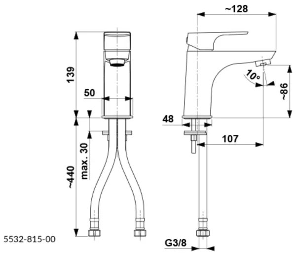 Baterie de lavoar + ventil KFA Armatura 5532-815-81 MOKAIT 13,9 cm alamă/negru mat