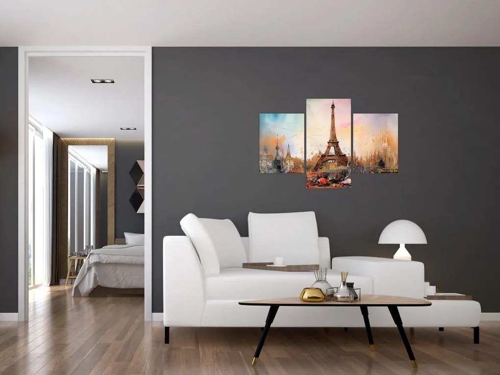 Tablou - Pictură a Turnului Eiffel (90x60 cm)