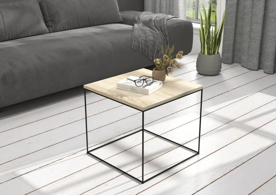 Masuta de cafea, 50x50 cm, ADRK Furniture (Culoare: Negru / Alb)
