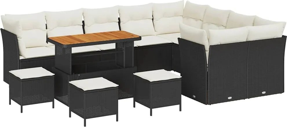vidaXL Set de canapele pentru grădină 13 pcs Negru poliratan