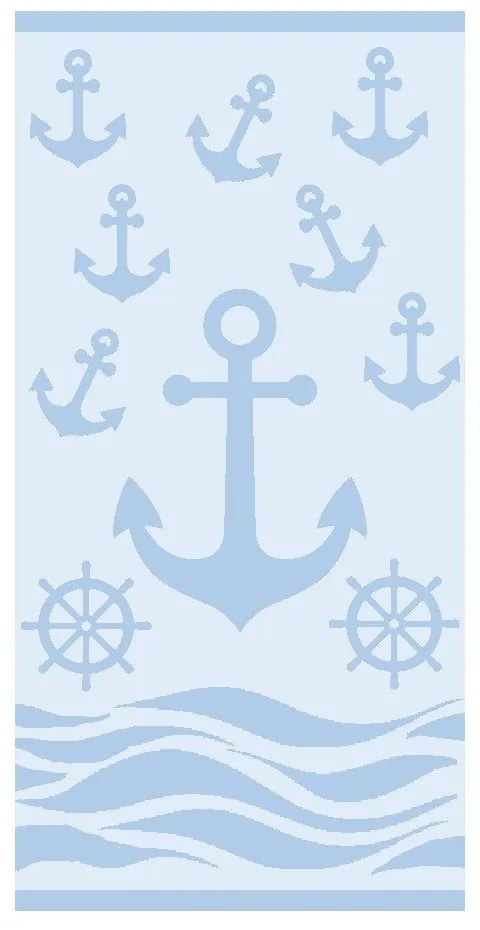 Prosop de plajă albastru deschis din bumbac din frotir 70x140 cm Anchor – B.E.S.