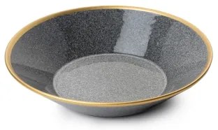 Set de masă 16 piese antracit/auriu/porțelan