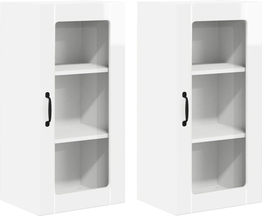 vidaXL Dulap de bucătărie cu raft 2 pcs Alb lucios 40 x 31 x 80 cm