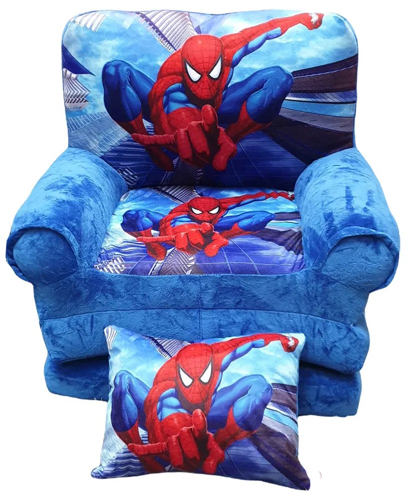 Fotoliu din plus extensibil in 3 pliuri, Amazing Spider-Man, 120 cm, Albastru - FPE-17