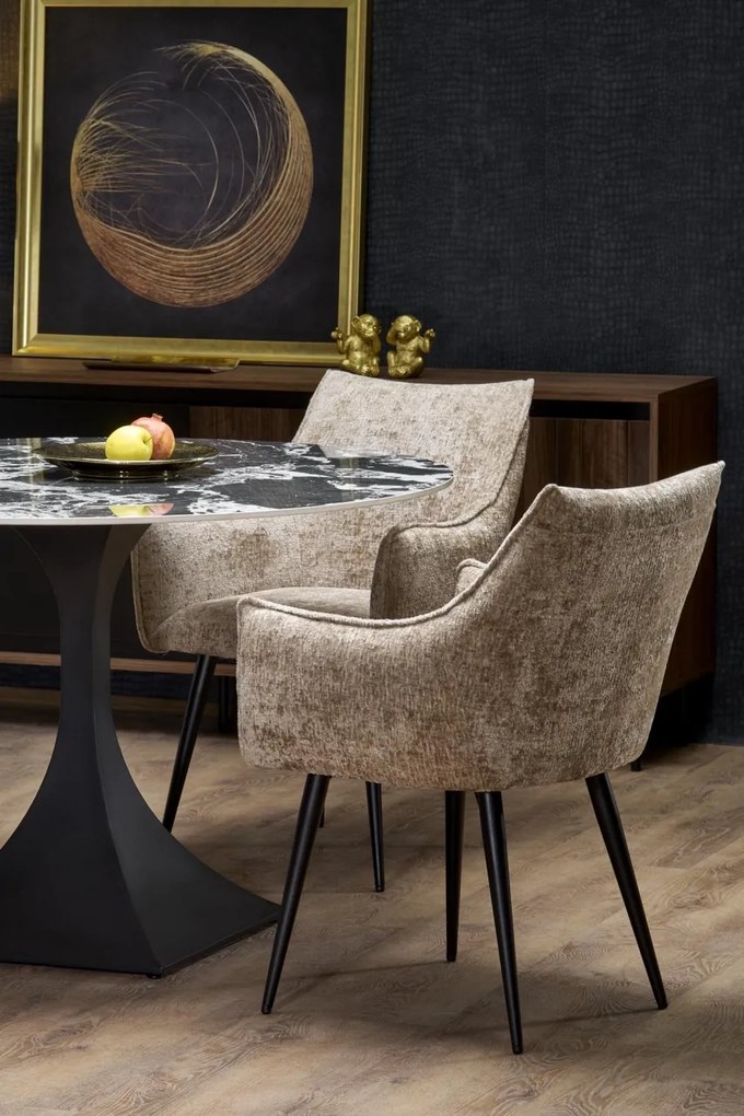 Masa rotunda Manuel marmura neagra/negru - ø120/h77 cm