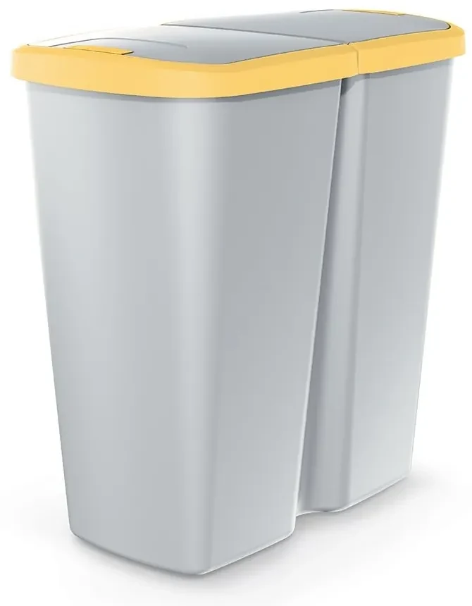 Coș de gunoi DUO gri, 45 l, galben/gri