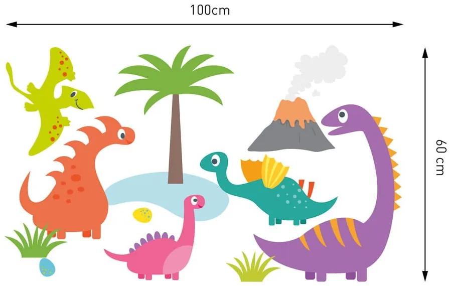 Autocolant pentru copii cu dinozauri drăguți și colorați 100 x 60 cm