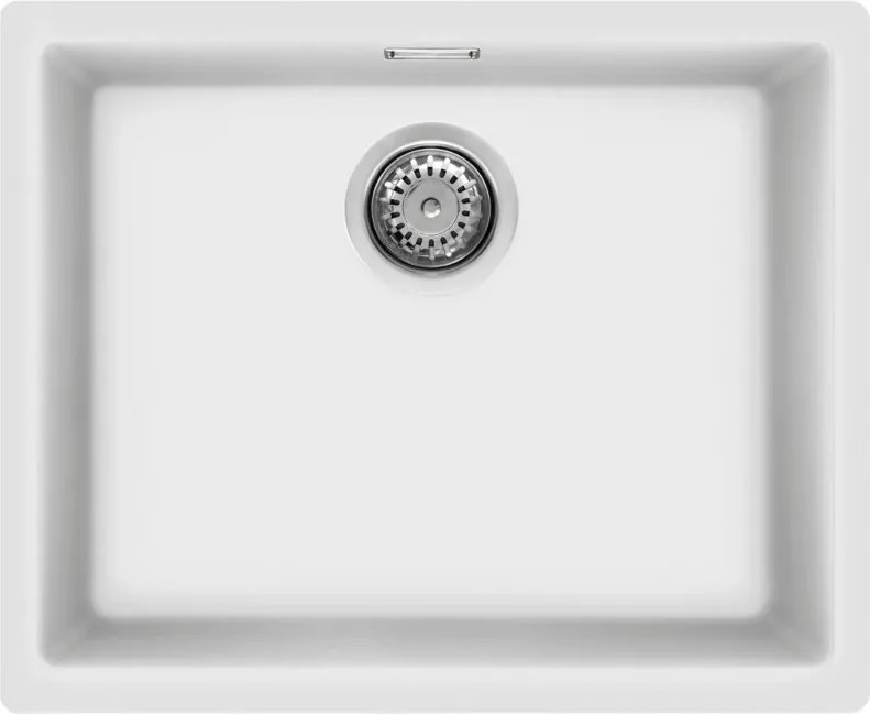 Chiuveta de bucatarie cu montare sub si pe blat SMEG Quadra VZP56B, 56 cm, Antibacteriana, Rezistenta la zgarieturi si la razele UV, Alb