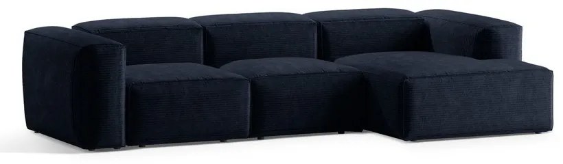 Colțar albastru închis cu tapițerie din catifea reiată (cu colț pe partea dreaptă/cu șezlong) Bergamo – Cosmopolitan Design