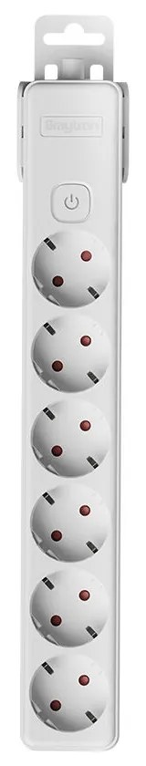 Bloc multipriza Braytron, 6 prize, cu intrerupator, protectie copii, alb