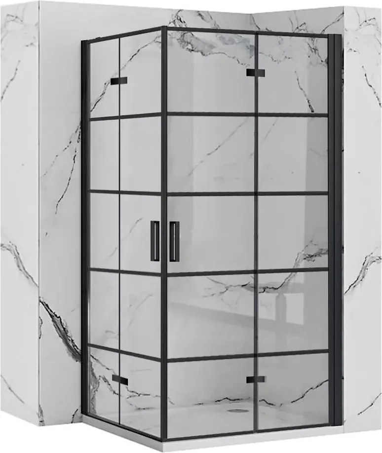 Cabina de dus patrata cu usi plabile Rea Molier 100x100 negru