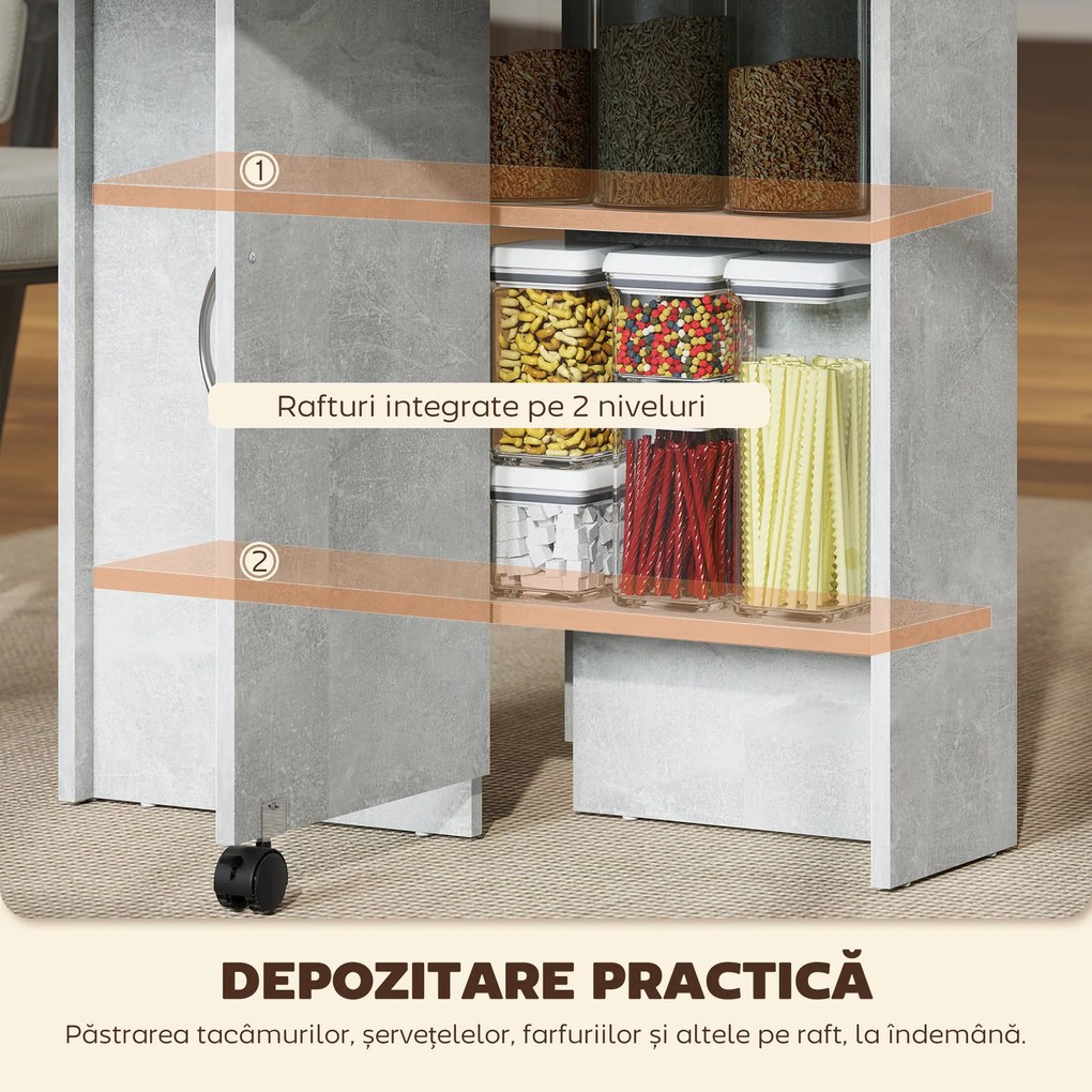 HOMCOM Masă Pliabilă din Lemn cu Roți, pentru 4-6 Persoane, 75x140x75 cm, Gri | Aosom Romania