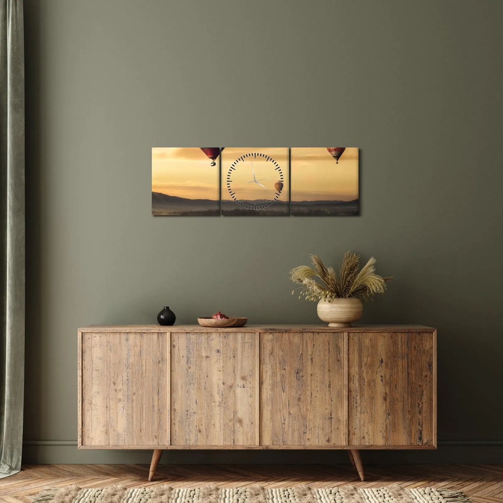 Tablou cu baloane zburând (cu ceas) (90x30 cm)