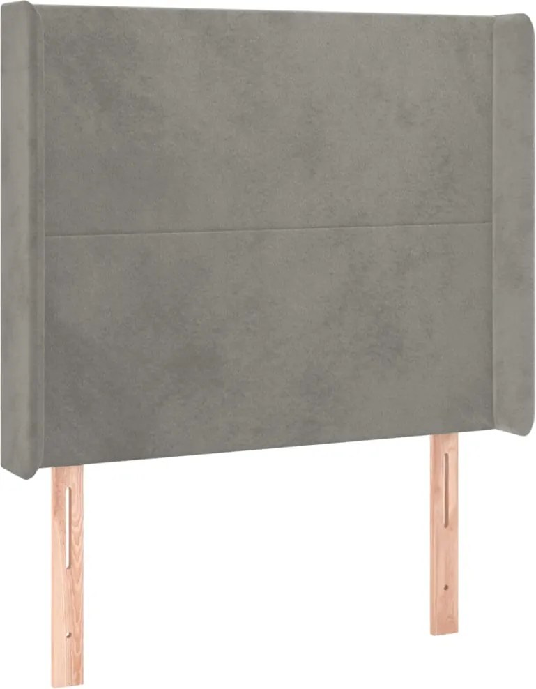 vidaXL Tăblie de pat cu aripioare gri deschis 103x16x118/128cm catifea