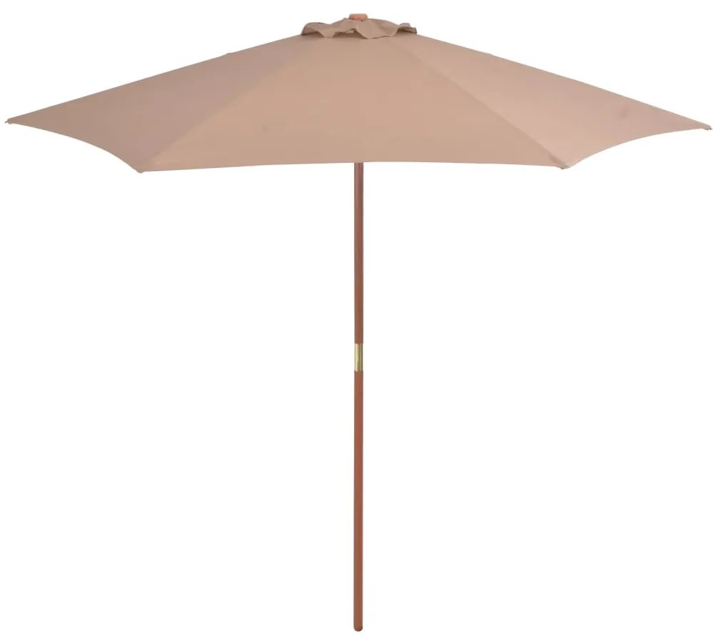 Umbrela de soare de exterior cu stalp din lemn, taupe, 270 cm Gri taupe