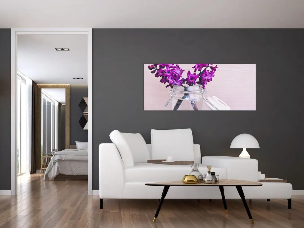 Tablou cu flori violete (120x50 cm)