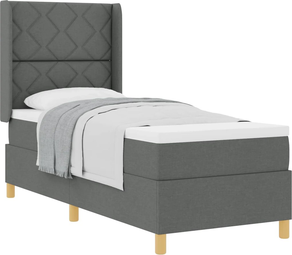 vidaXL Pat cu arcuri cu saltea Gri închis 80 x 200 cm țesătură