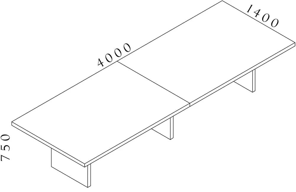 Masa de intalnire Lineart 400 x 140 cm, ulm inchis