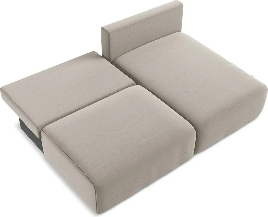 Colțar taupe extensibil/cu spațiu de depozitare cu tapițerie din catifea (cu colț pe partea dreaptă/cu șezlong) Kalena – Makamii