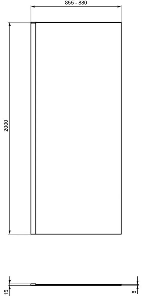 Paravan dus walk-in 90x200 cm Ideal Standard i.Life, sticla securizata, profil argintiu 900x2000 mm