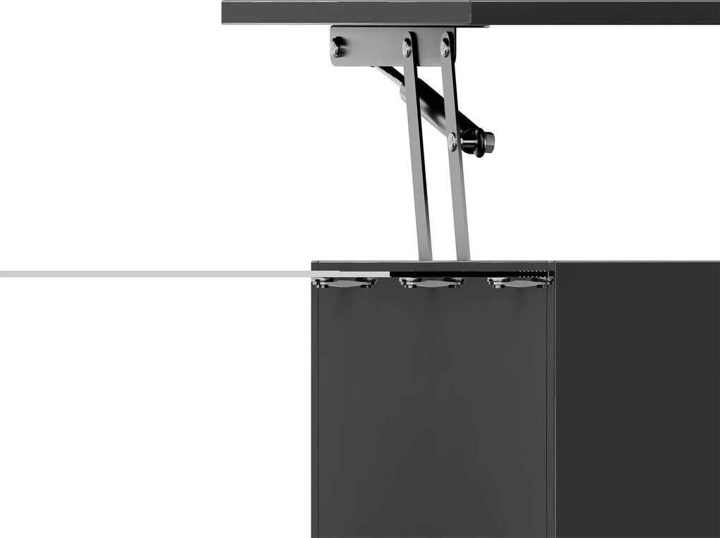 Masă de cafea cu înălțime reglabilă, cu sticlă și bandă LED, 100x50x33/47,5 cm, Negru