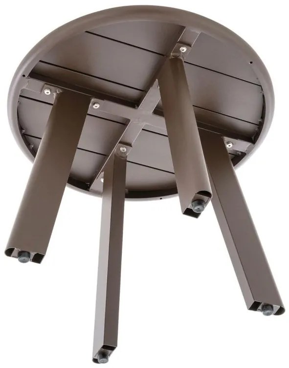 Masă rotundă din aluminiu, maro închis