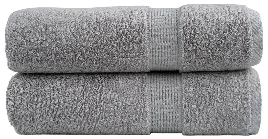 vidaXL Prosoape de baie premium SOLUND 2 buc gri 100x150cm 600gsm