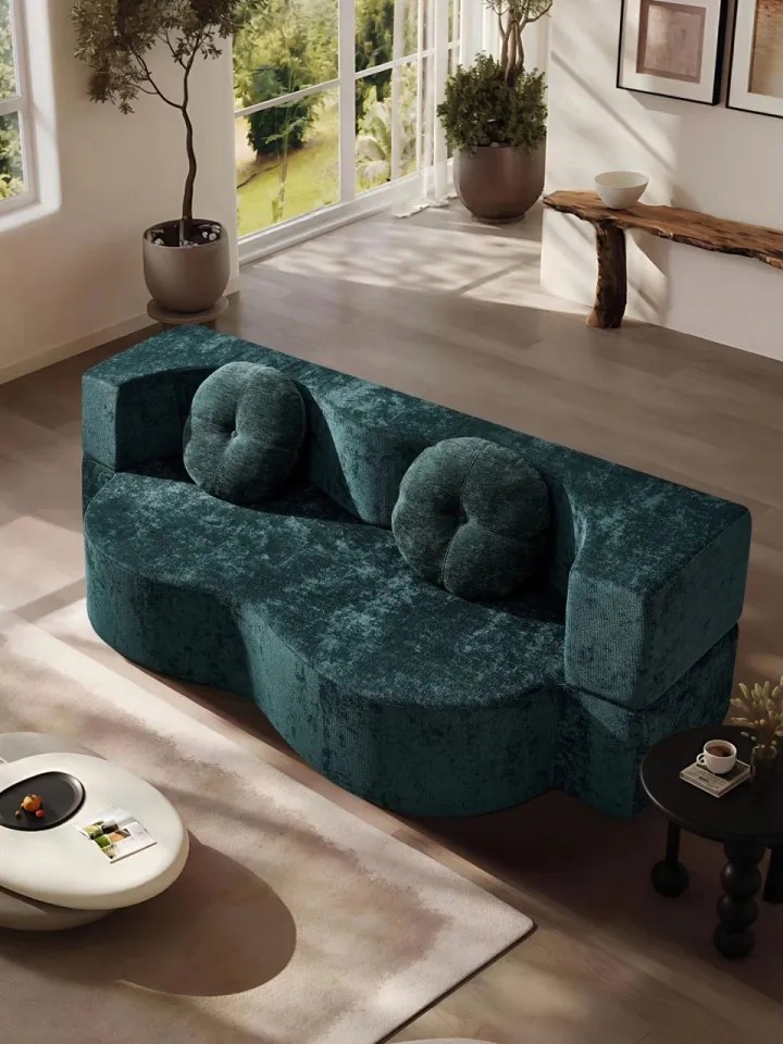 Canapea transformabilă în pat, spumă cu memorie HD, huse detașabile – 200×85×68 cm (Culoare: Gri deschis)