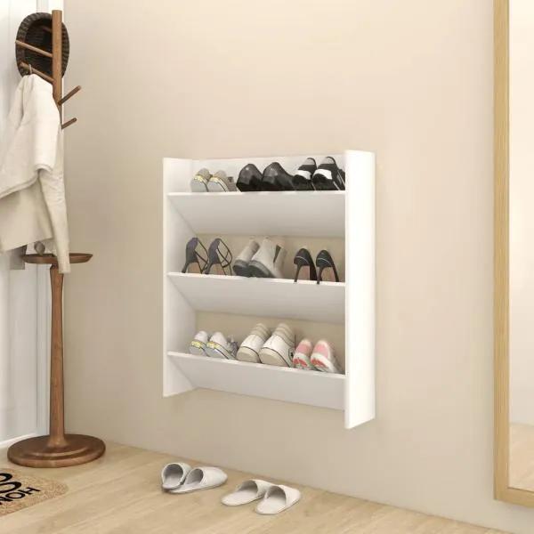vidaXL Pantofar de perete, alb, 80x18x90 cm, pal