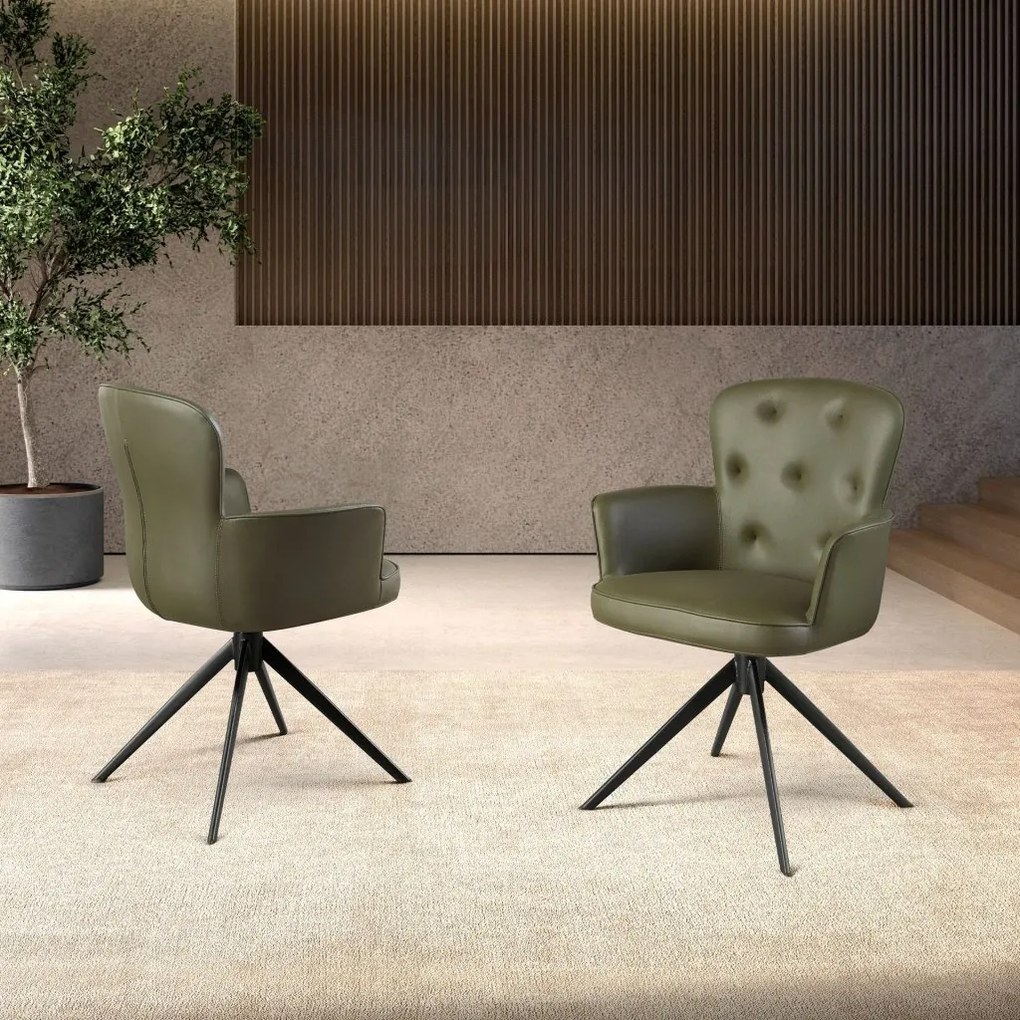 Scaun pivotant design LUX, Piele sintetica, Dark green