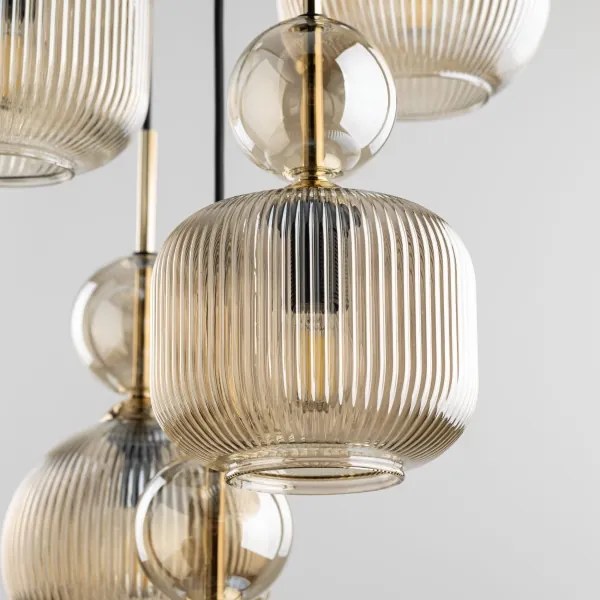 Lustră pe cablu SOPHIA 5xE14/10W/230V negru/bej fumuriu