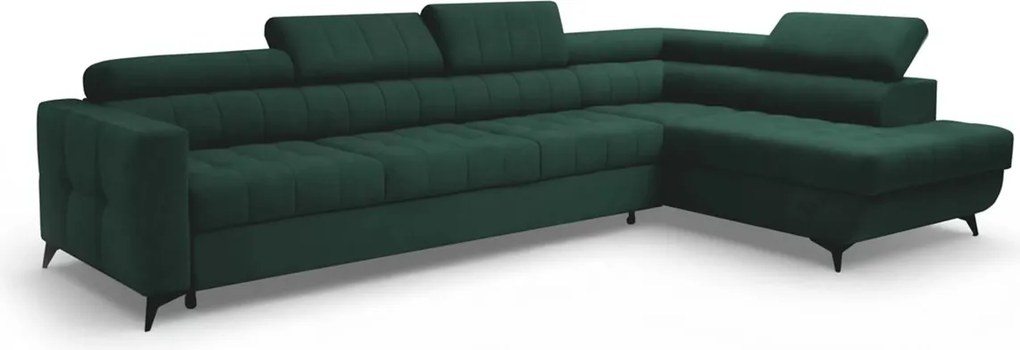 Colțar extensibil Nardo Maxi dreapta - verde catifea Bluvel 78
