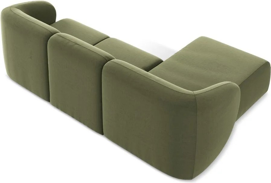 Colțar verde cu tapițerie din catifea (cu colț pe partea stângă/cu șezlong) Lani – Makamii