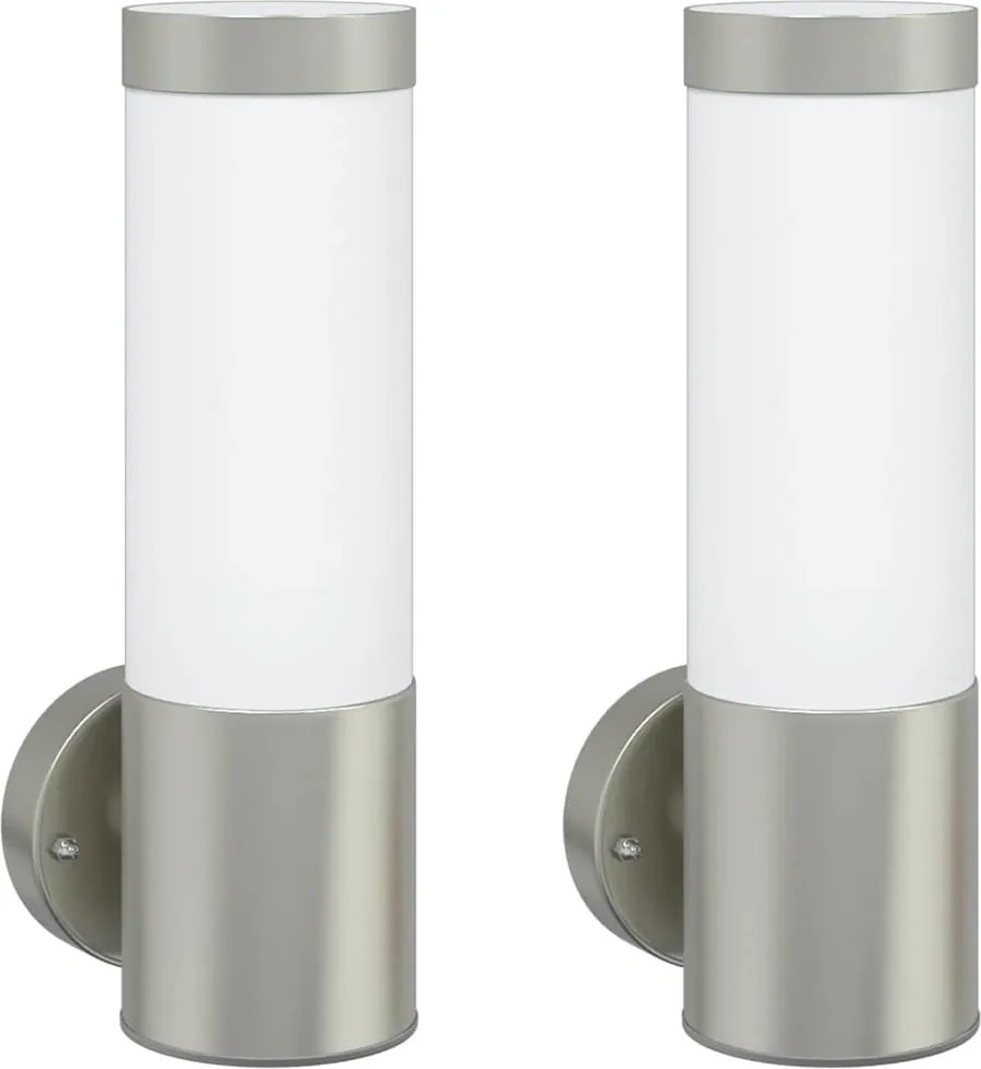 vidaXL Lumină de perete pentru exterior 2 pcs Argintiu