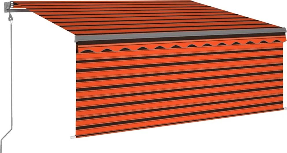 vidaXL Copertină retractabilă automat, stor, portocaliu&maro 3,5x2,5 m