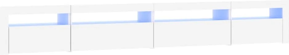 vidaXL Comodă TV cu lumini LED, alb, 270x35x40 cm