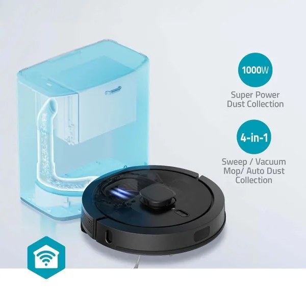 Nedis WIFIVCL002CBK - Aspirator robot Wi-Fi Tuya cu mop, negru + DO