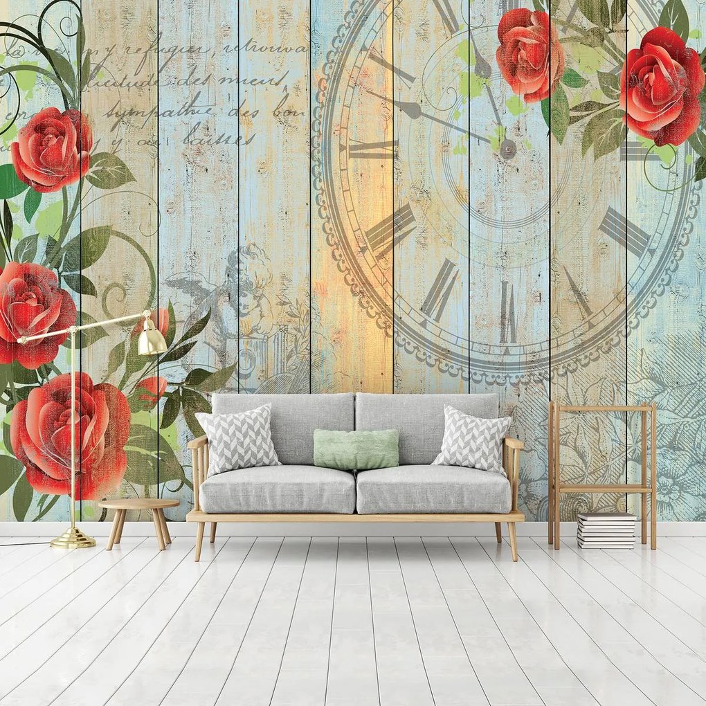 Fototapet - Ceas din lemn (152,5x104 cm)
