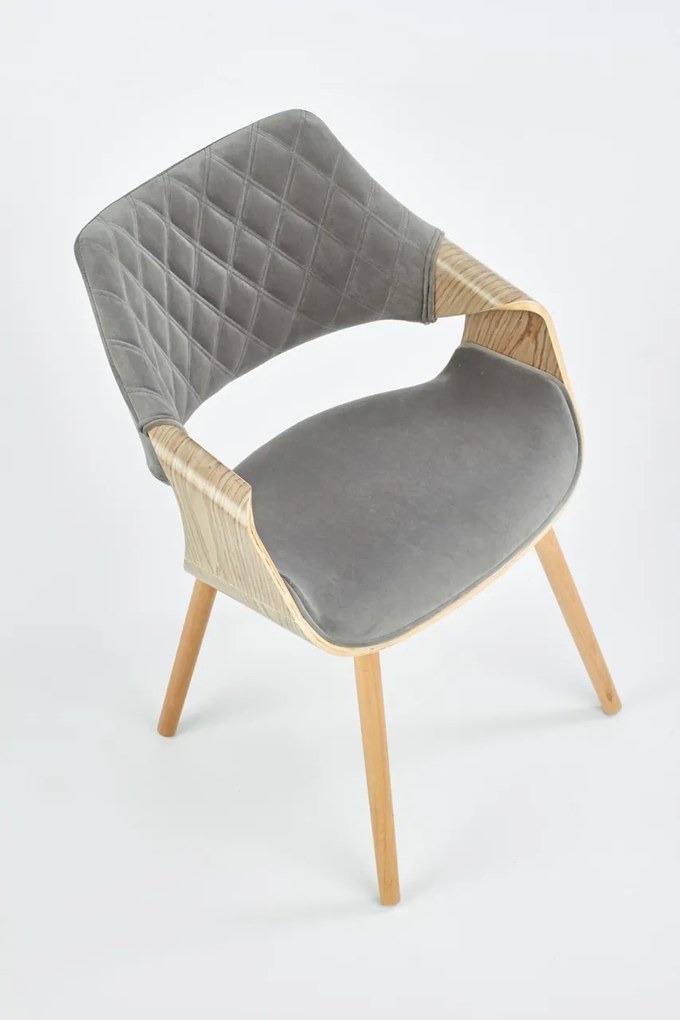 Scaun K396 material catifea gri stejar