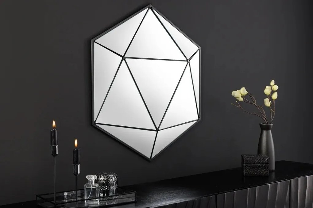 Oglinda de perete decorativa Diamond 60cm, negru