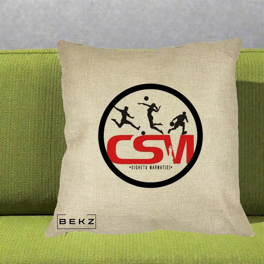 Perna Personalizata CSM Sighetu Marmatiei Sport, 40x40 cm, Crem, Husa Detasabila, Perna Inclusa, BEKZ®