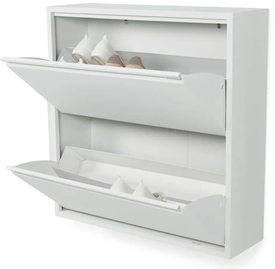 Pantofar alb cu deschidere înclinată din metal 75x77,5x22,5 cm Billy – Spinder Design